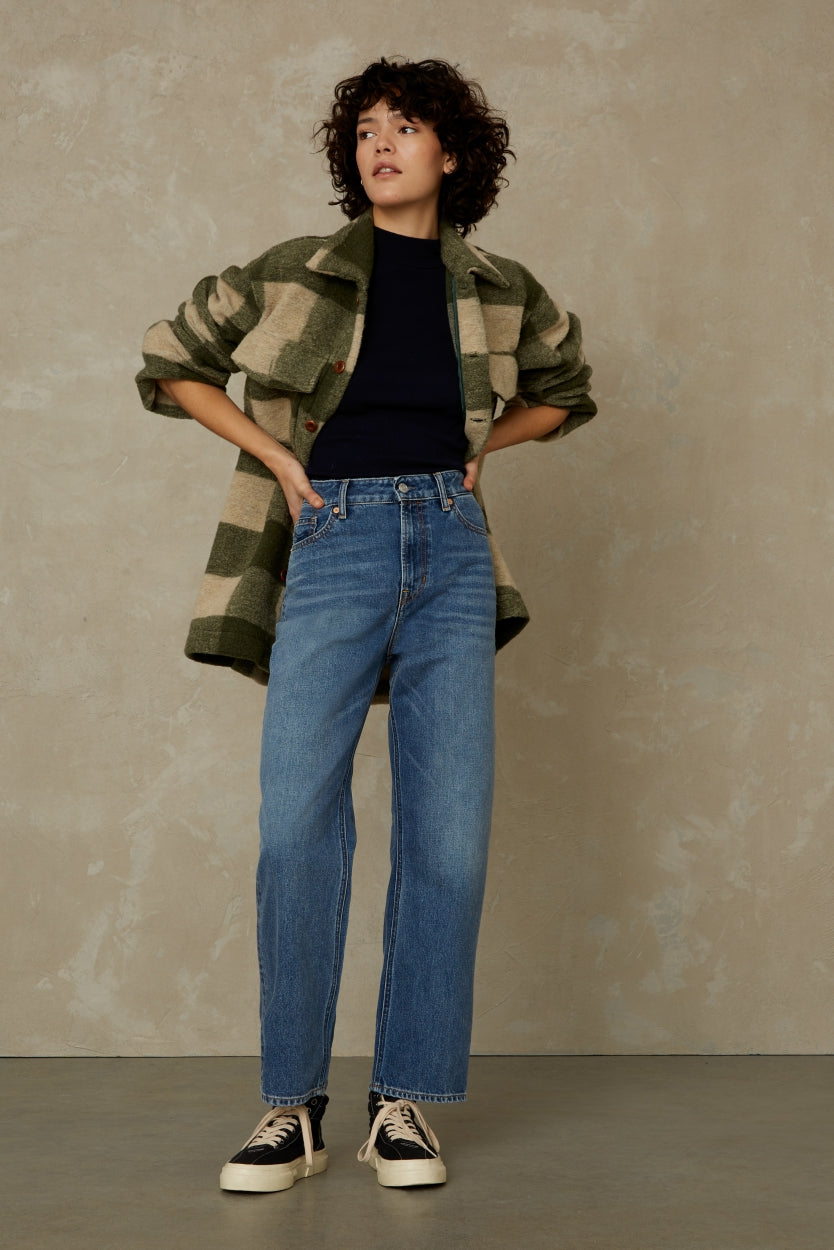 Jean droit en coton recyclé | Bleu "liora cropped eco holo vintage light blue"