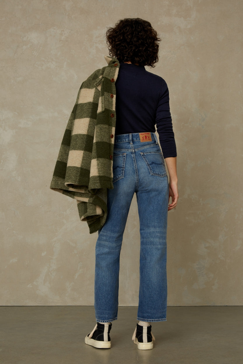 Jean droit en coton recyclé | Bleu "liora cropped eco holo vintage light blue"
