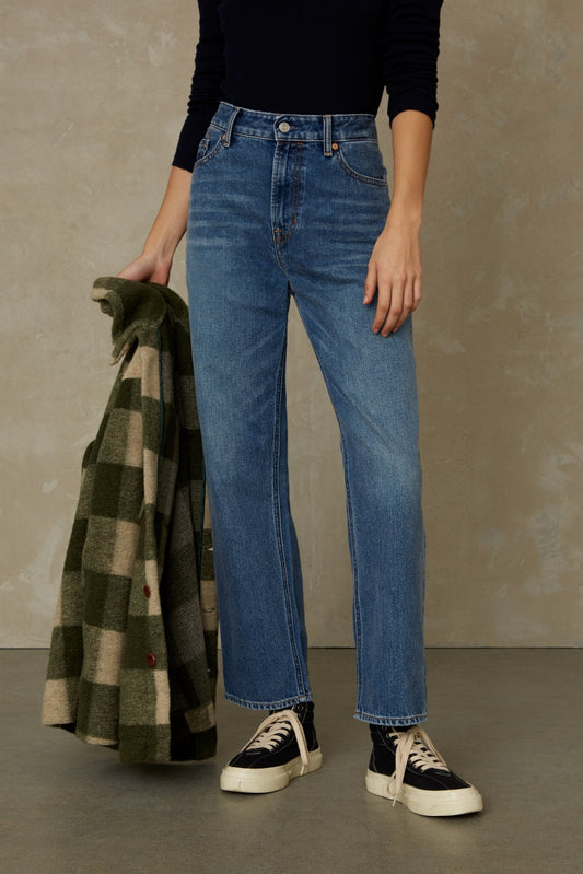 Jean droit en coton recyclé | Bleu "liora cropped eco holo vintage light blue"