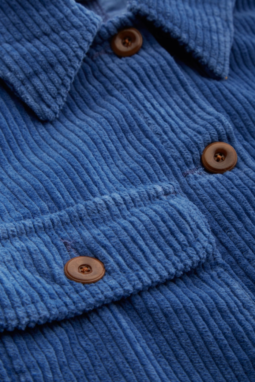 Veste bleu de travail en velours et coton bio - lavinia mid blue cord