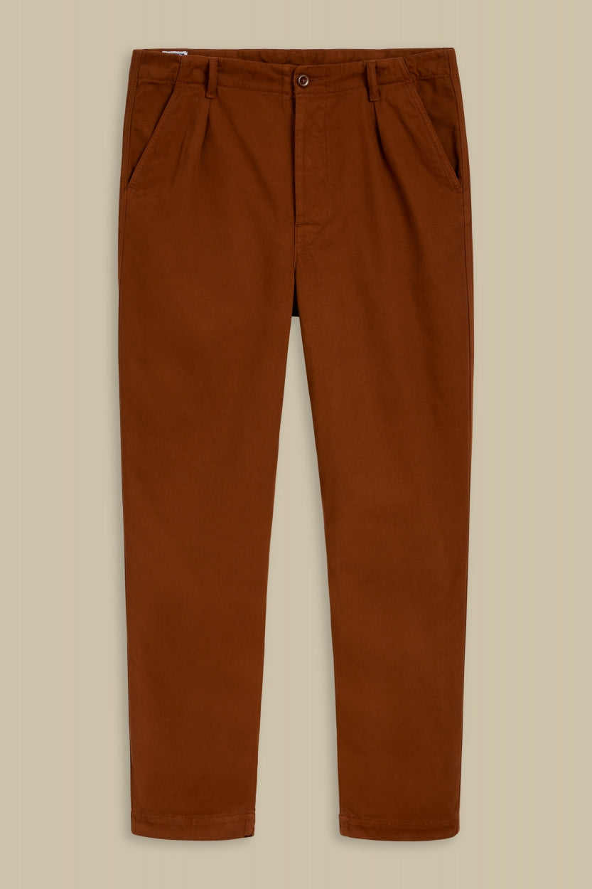 Pantalon chino droit marron en coton recyclé - aldrich cinnamon