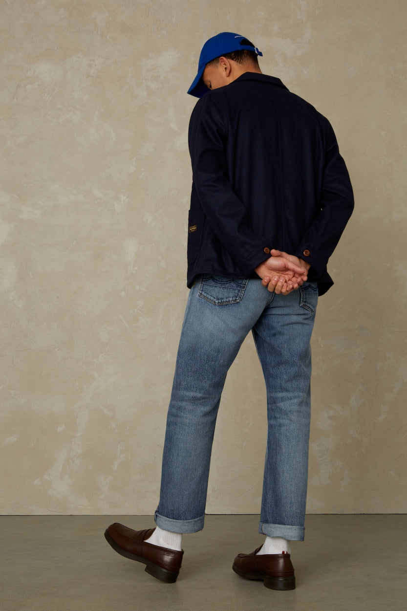 Jean large droit bleu clair roy en coton bio - eco vintage light blue