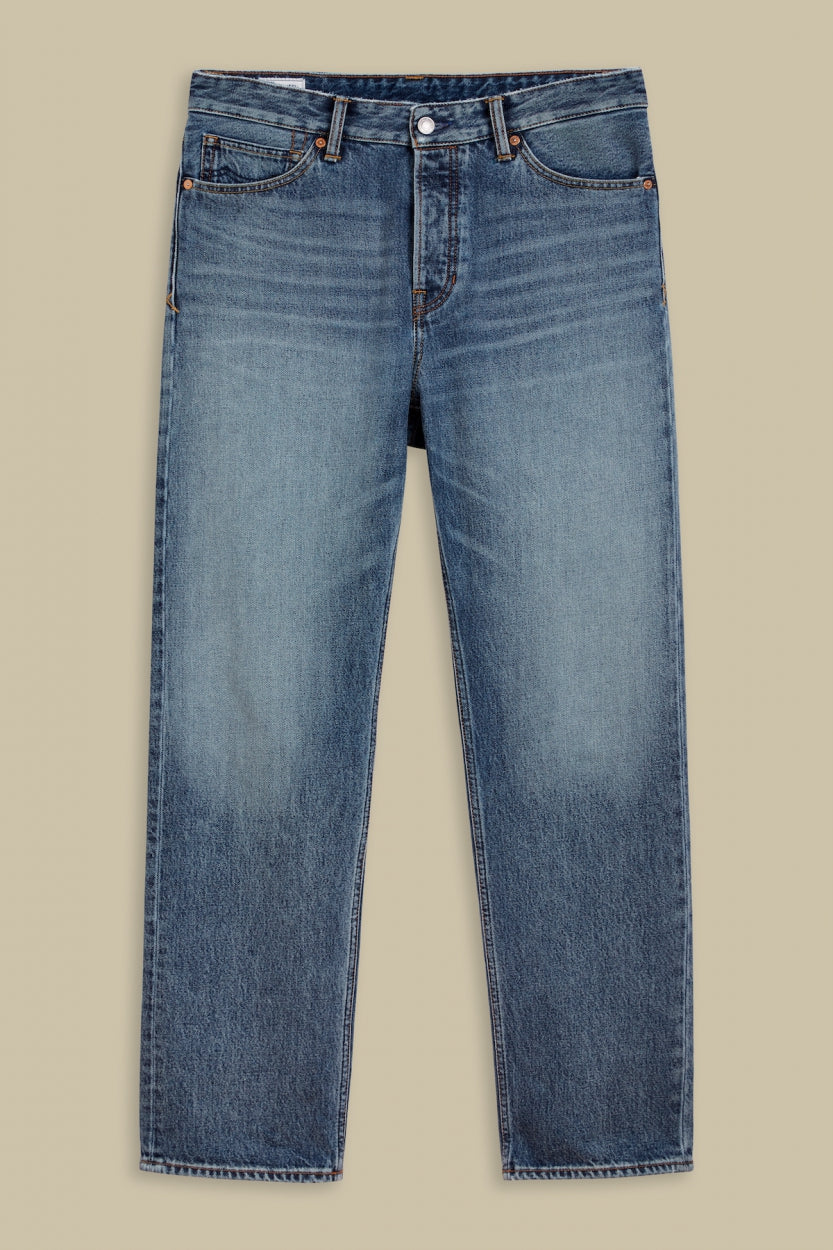 Jean large droit bleu clair roy en coton bio - eco vintage light blue