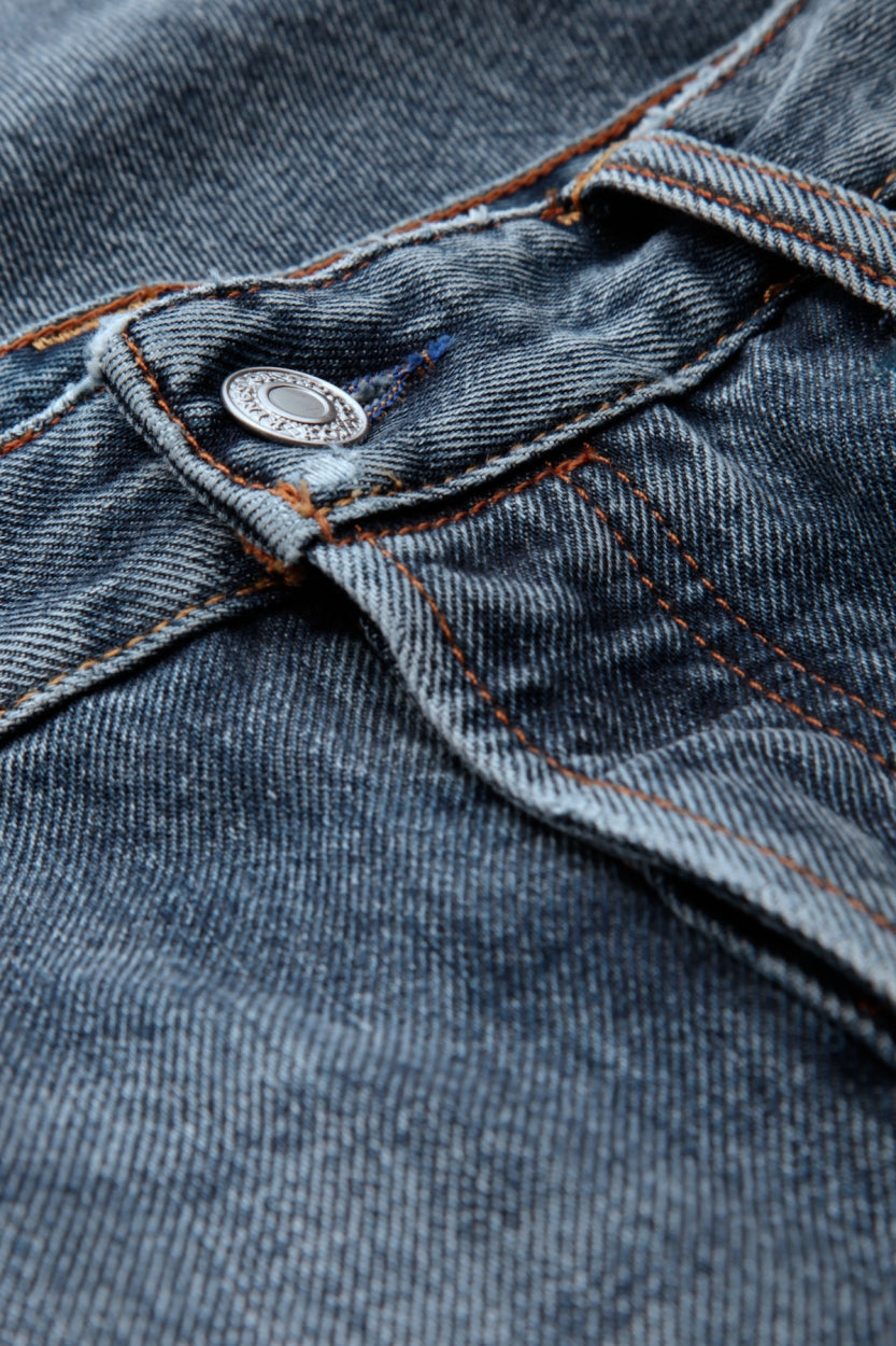 Jean large droit bleu clair roy en coton bio - eco vintage light blue