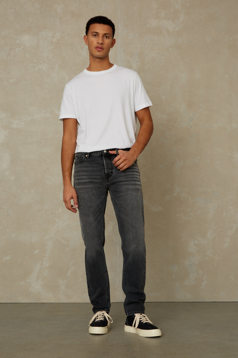 Jean droit gris foncé en coton bio et recyclé - jerrick clean recycled grey used