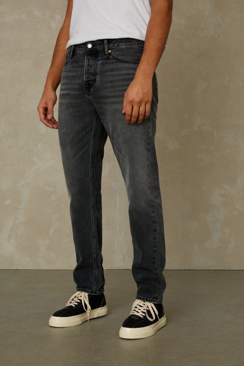 Jean droit gris foncé en coton bio et recyclé - jerrick clean recycled grey used