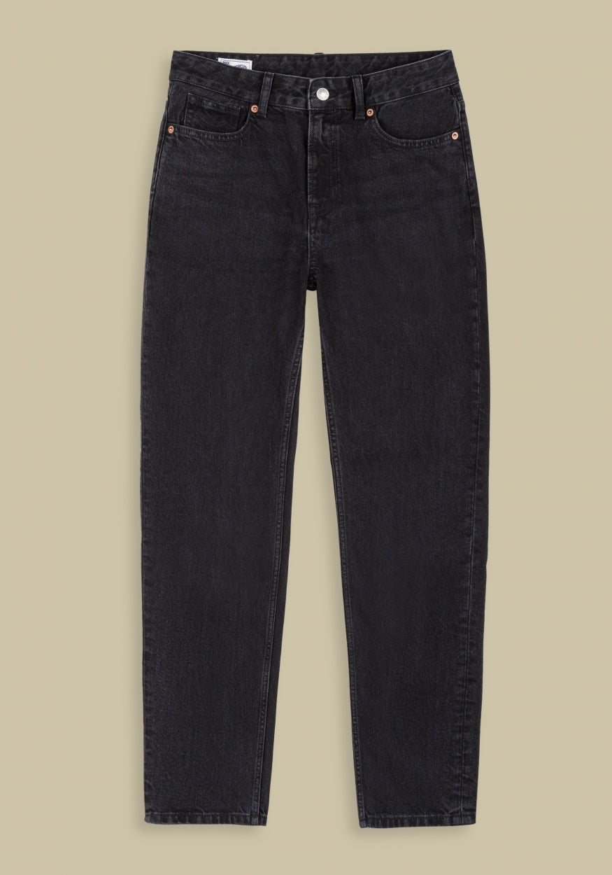 Jean mom noir en coton recyclé - caroline cropped holo black used