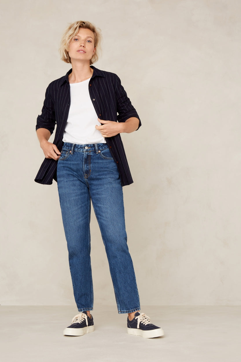Jean droit bleu en coton bio - caroline cropped stanley mid used