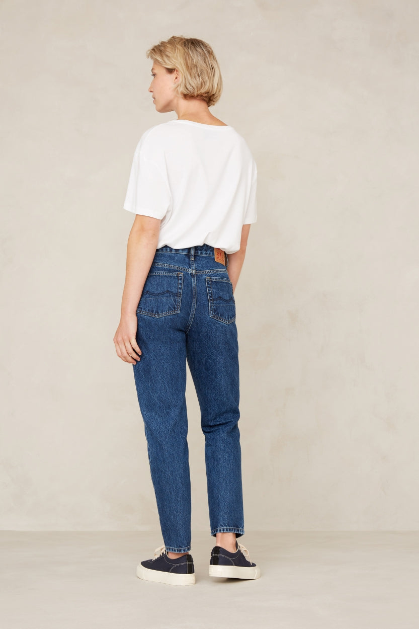 Jean droit bleu en coton bio - caroline cropped stanley mid used