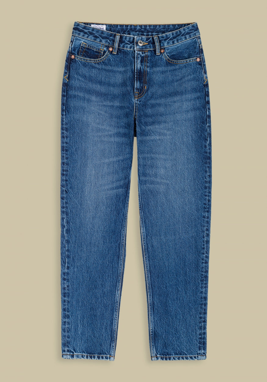 Jean droit bleu en coton bio - caroline cropped stanley mid used