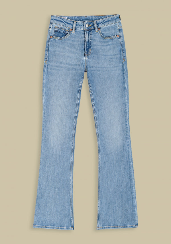 Jean flare bleu délavé en coton bio et recyclé - marie journey super light used