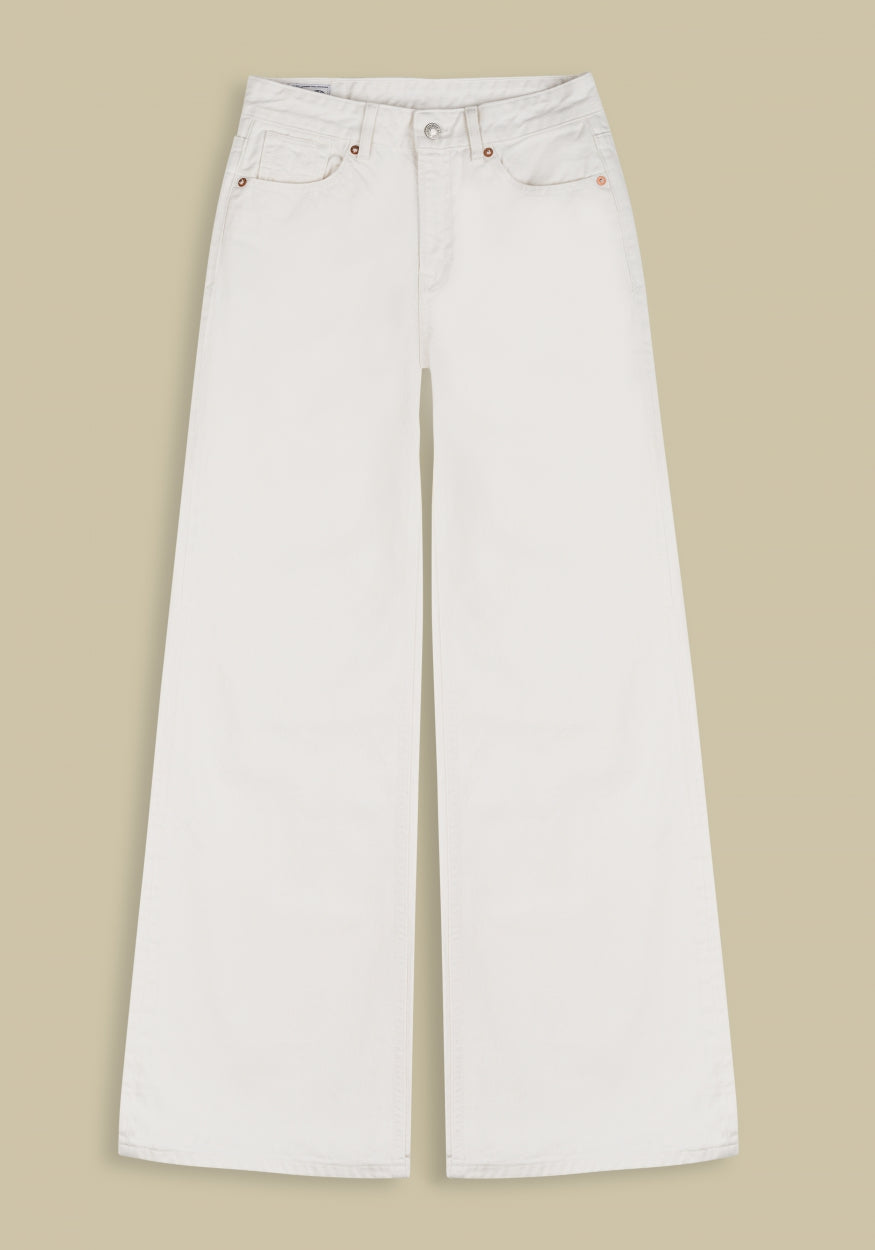 Jean blanc ample en coton recyclé non teint - jane holo non-dyed