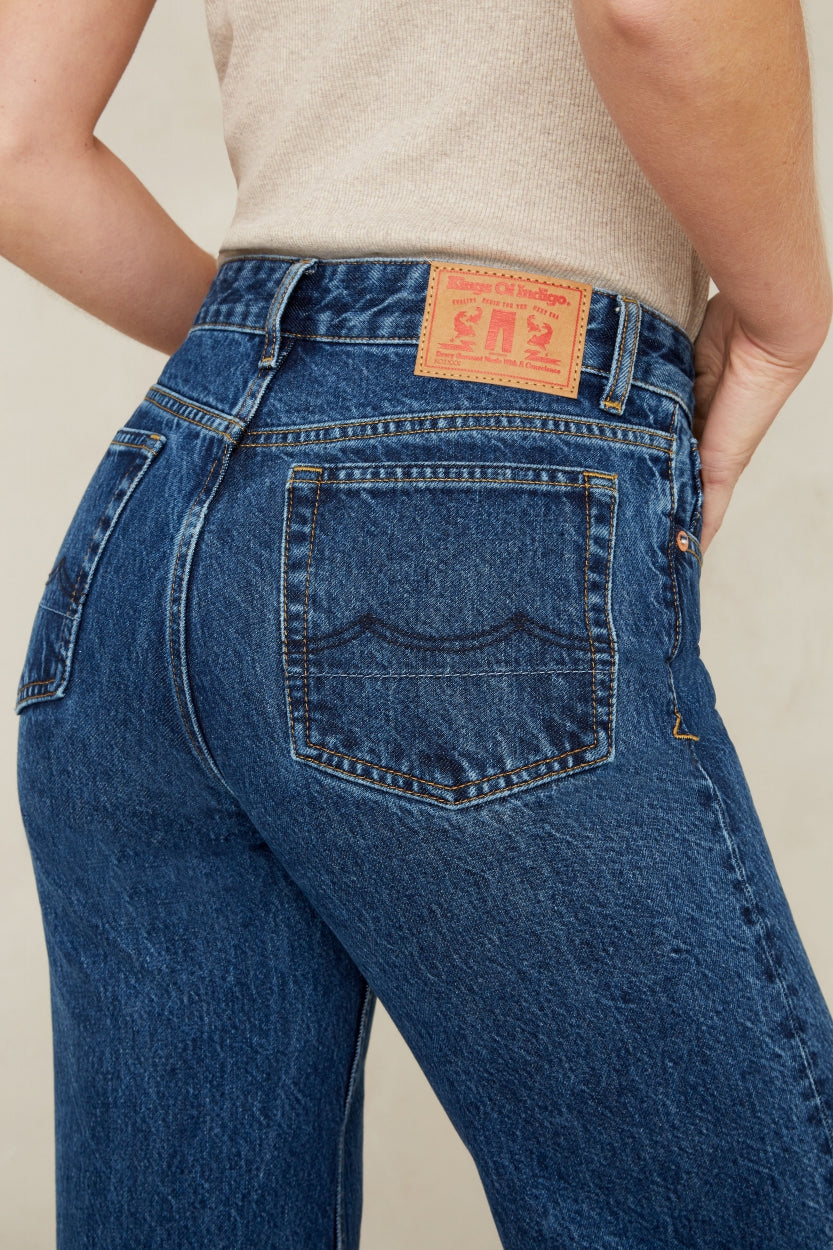 Jean ample en coton recyclé | bleu foncé "jane stanley easy mid"