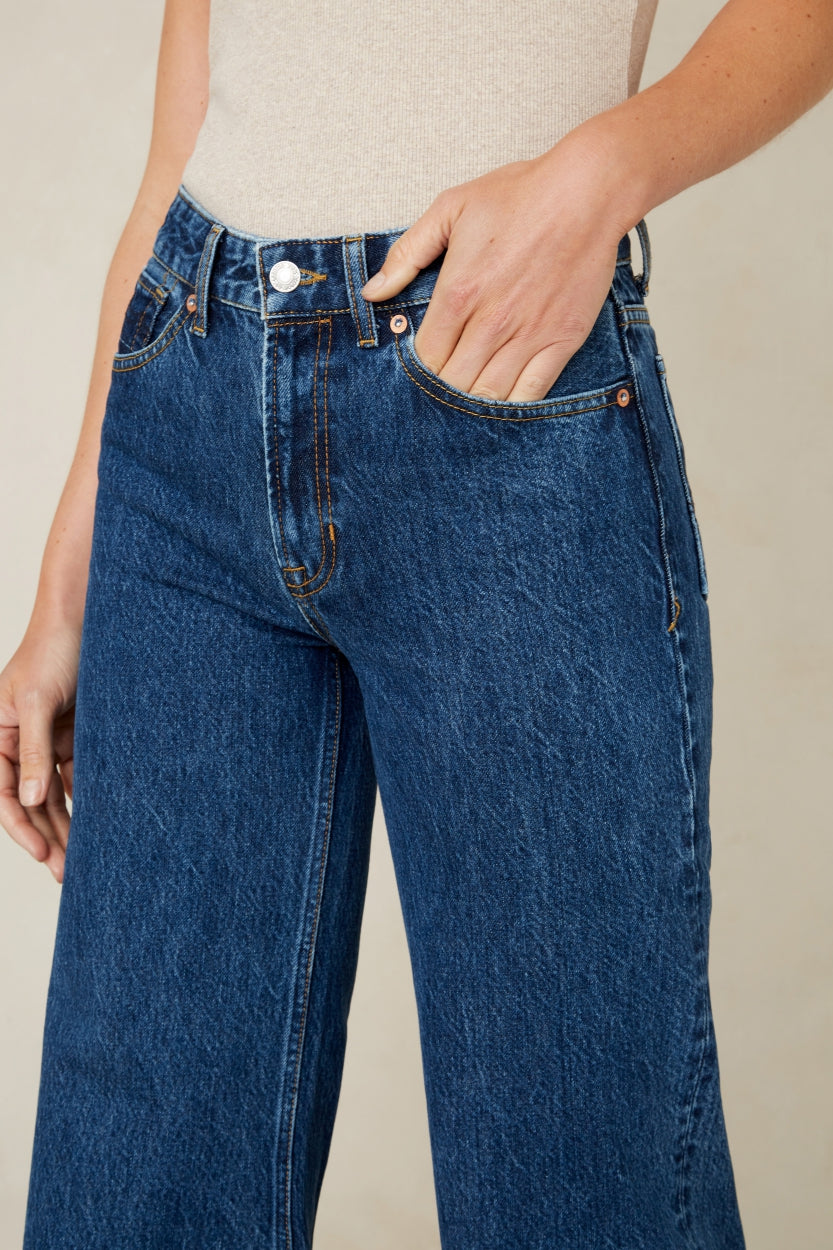 Jean ample en coton recyclé | bleu foncé "jane stanley easy mid"