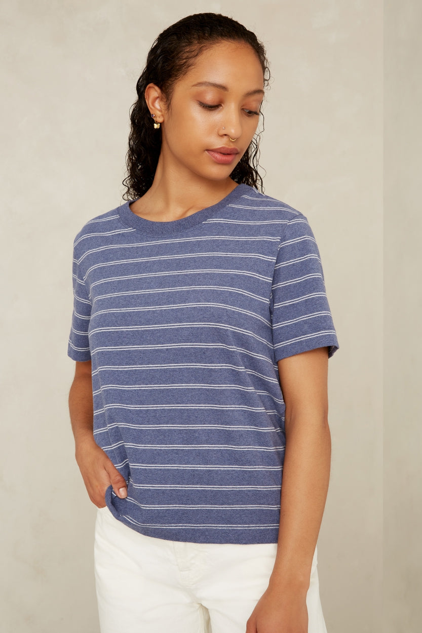 T-shirt rayé en coton bio et recyclé - prosperine - azulon stripe