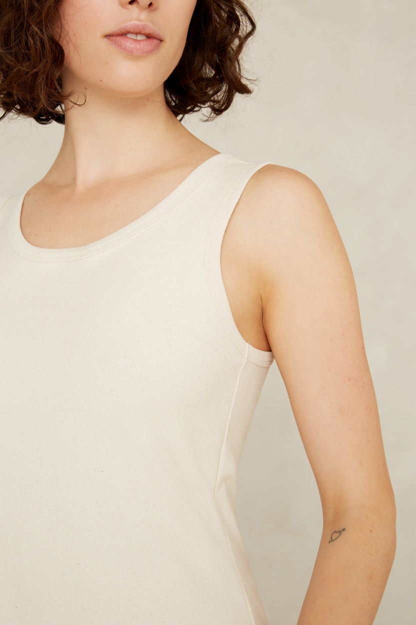 Robe longue non teintée en coton bio et recyclé - sen non-dyed