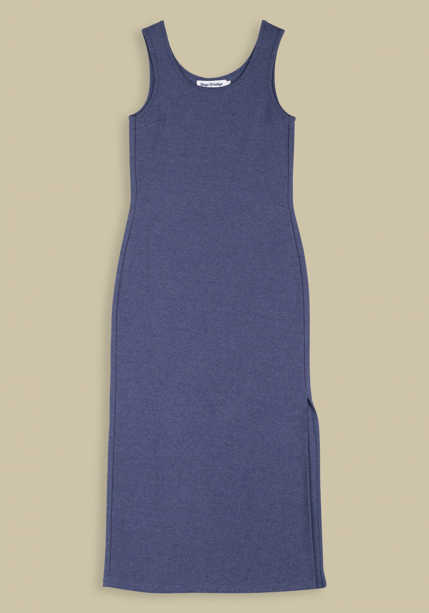 Robe longue bleue en coton bio et recyclé - sen azulon