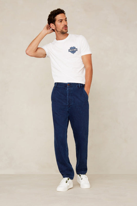 Chino denim en coton bio et recyclé - aldrich mid worn