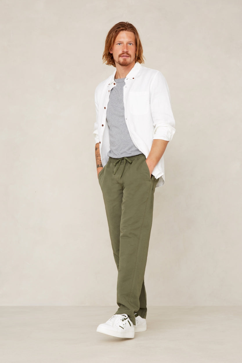 Pantalon kaki en lin et coton bio - martin treetop linen mix