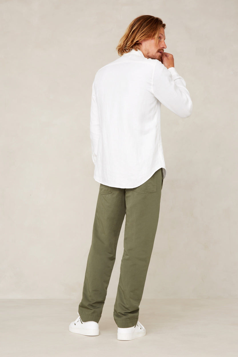 Pantalon kaki en lin et coton bio - martin treetop linen mix