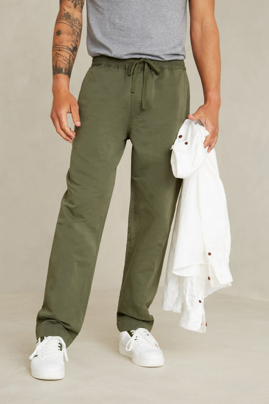 Pantalon kaki en lin et coton bio - martin treetop linen mix