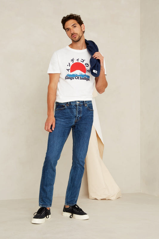 Jean slim en coton bio et recyclé | Bleu "john xavier mid used"