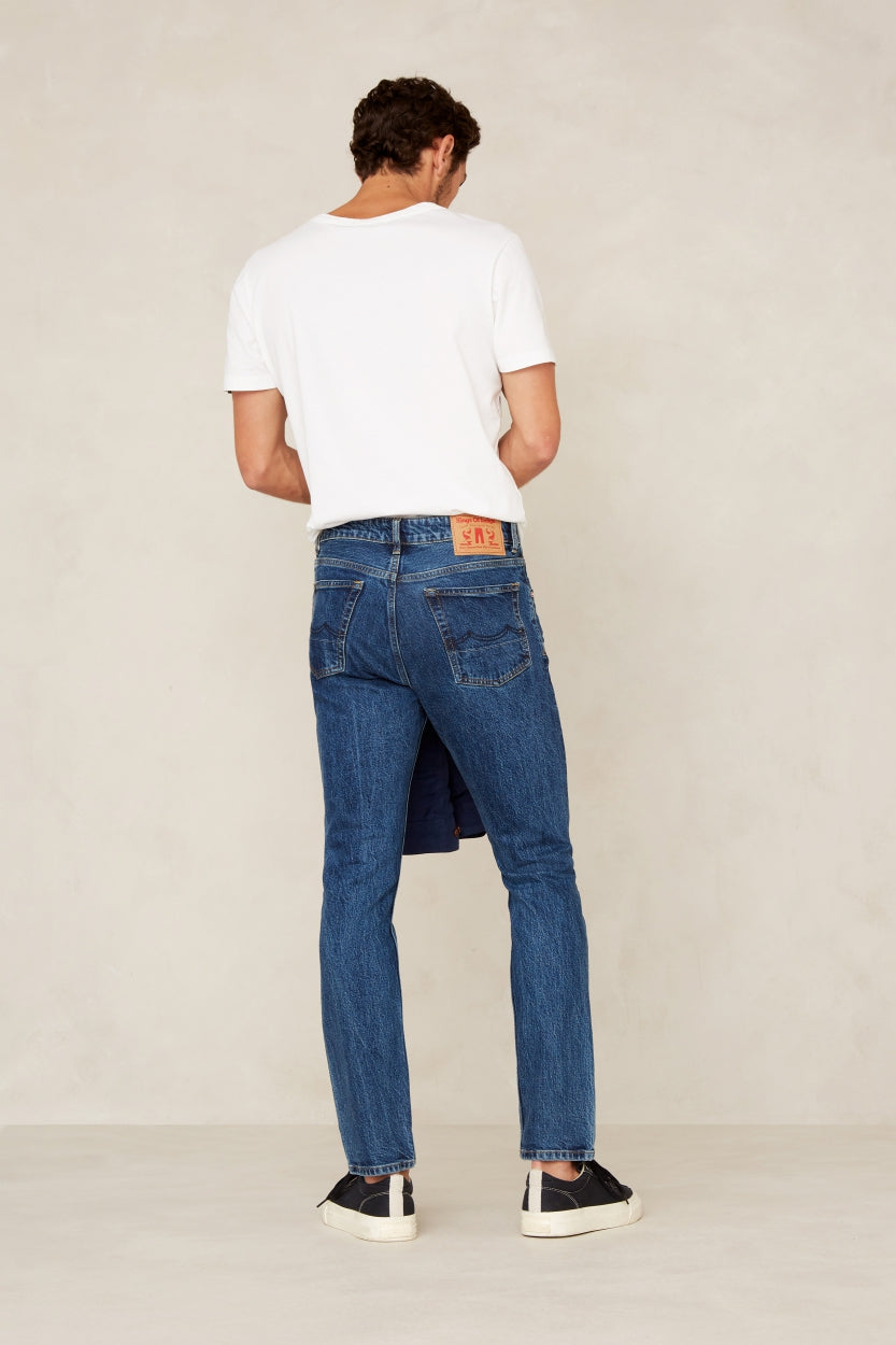 Jean slim en coton bio et recyclé | Bleu "john xavier mid used"