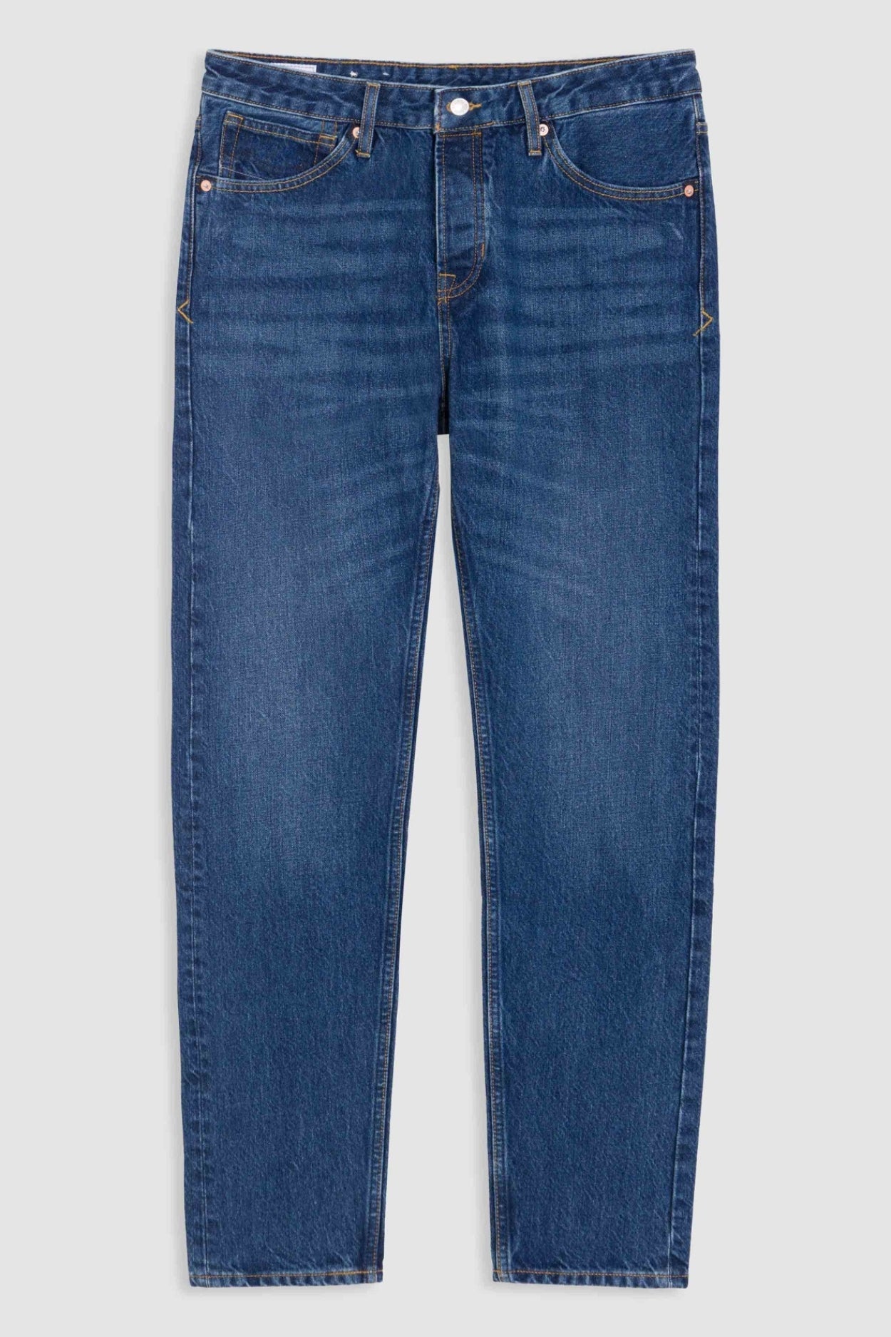 Jean fuselé en coton bio et recyclé | Bleu foncé délavé "jerrick stanley mid used"