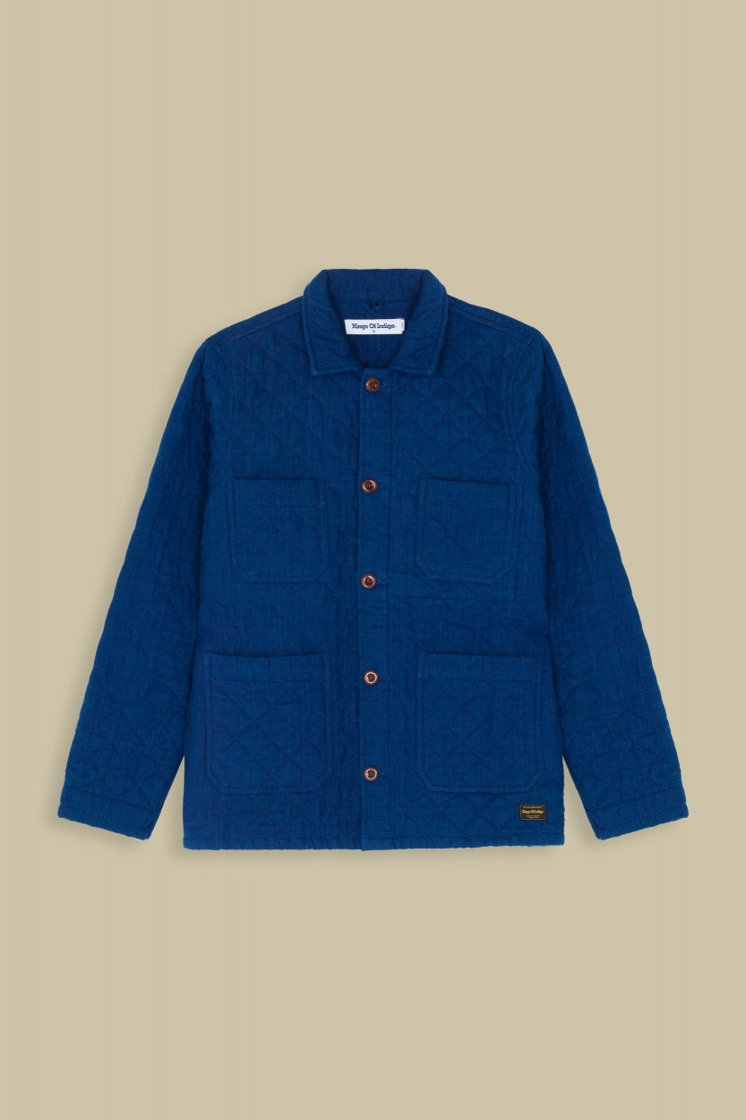 Veste matelassée droite en coton bio | Bleu indigo "duncan solid indigo"