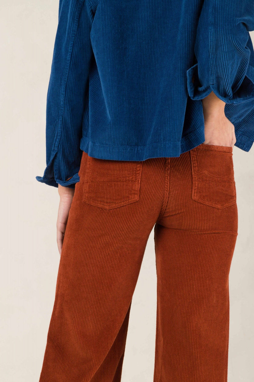 Pantalon ample côtelé en coton bio et recyclé | Argile "jane pottery clay"