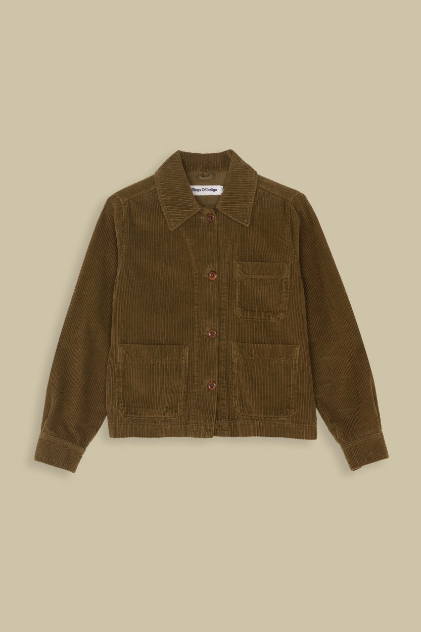 Veste côtelée en coton bio et recyclé | Vert kaki "navarre moss green"