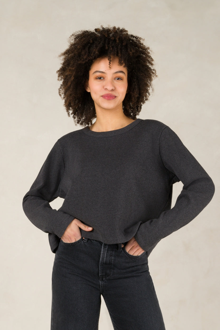 Pull en coton bio et recyclé | anthracite "jessamine antracita"