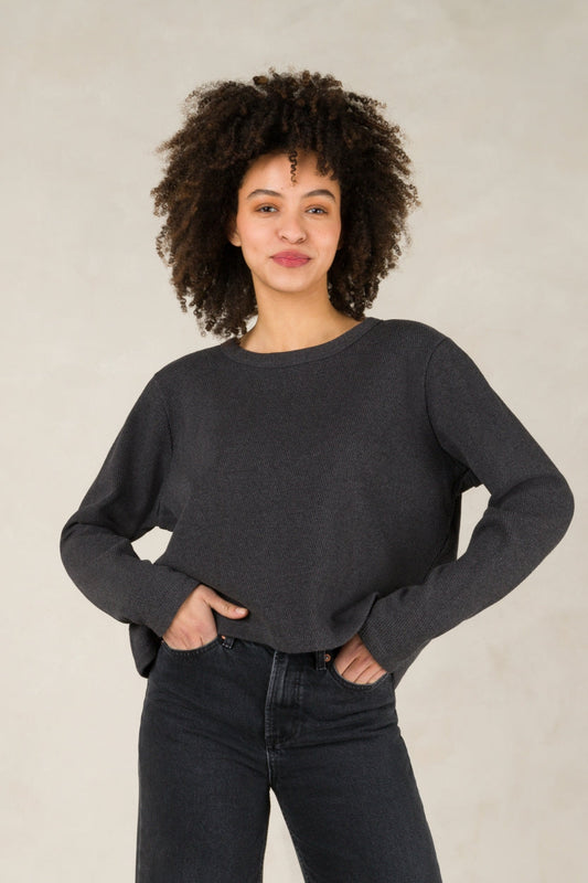 Pull en coton bio et recyclé | anthracite "jessamine antracita"
