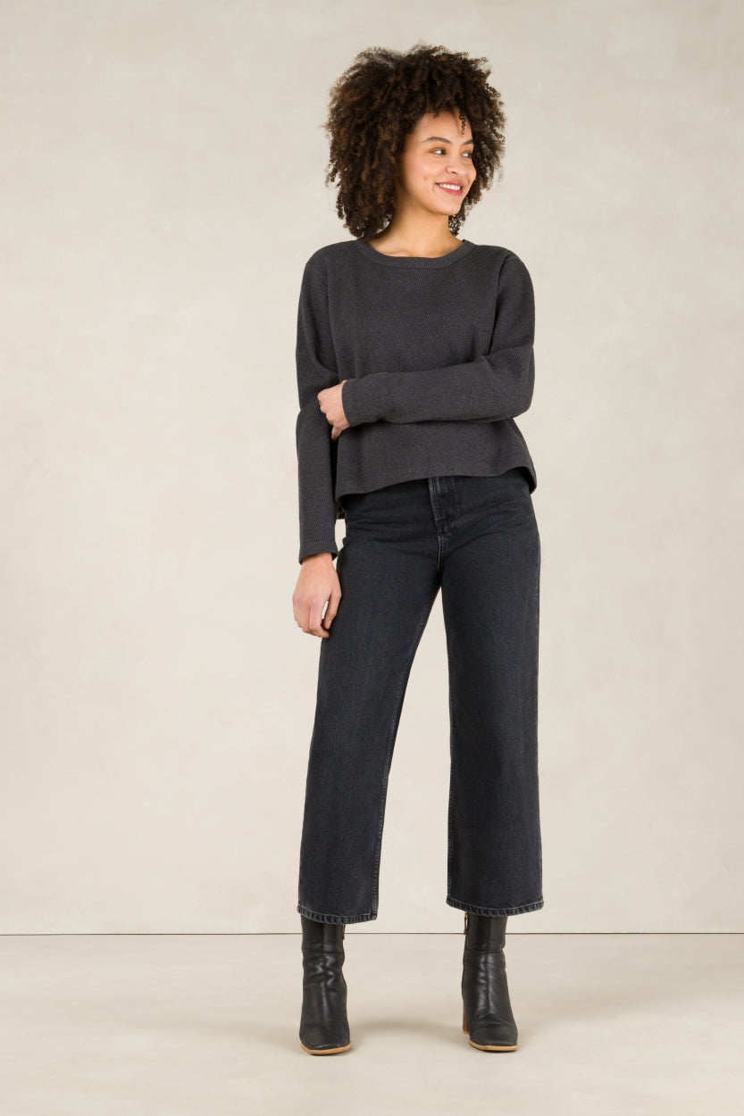 Pull en coton bio et recyclé | anthracite "jessamine antracita"