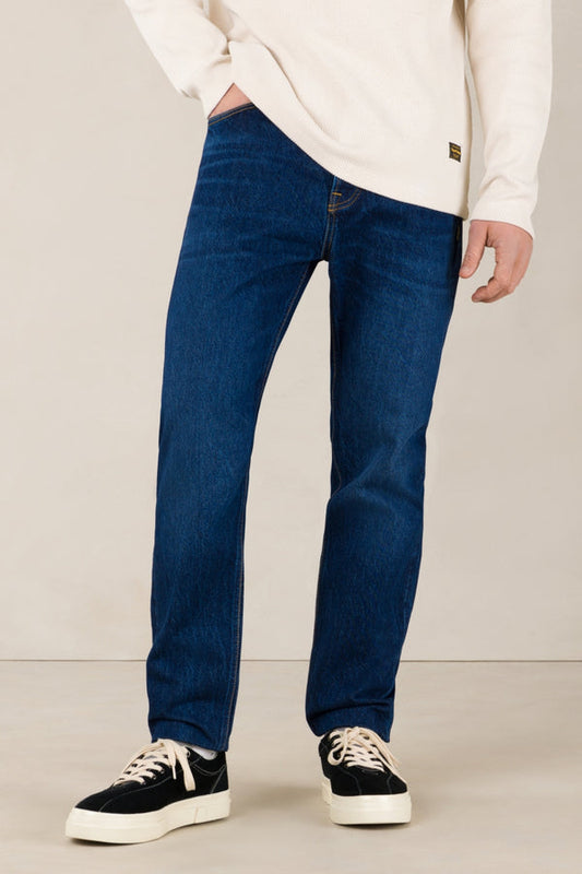Jean droit en coton bio et recyclé | bleu "jerrick - stanley dark worn"