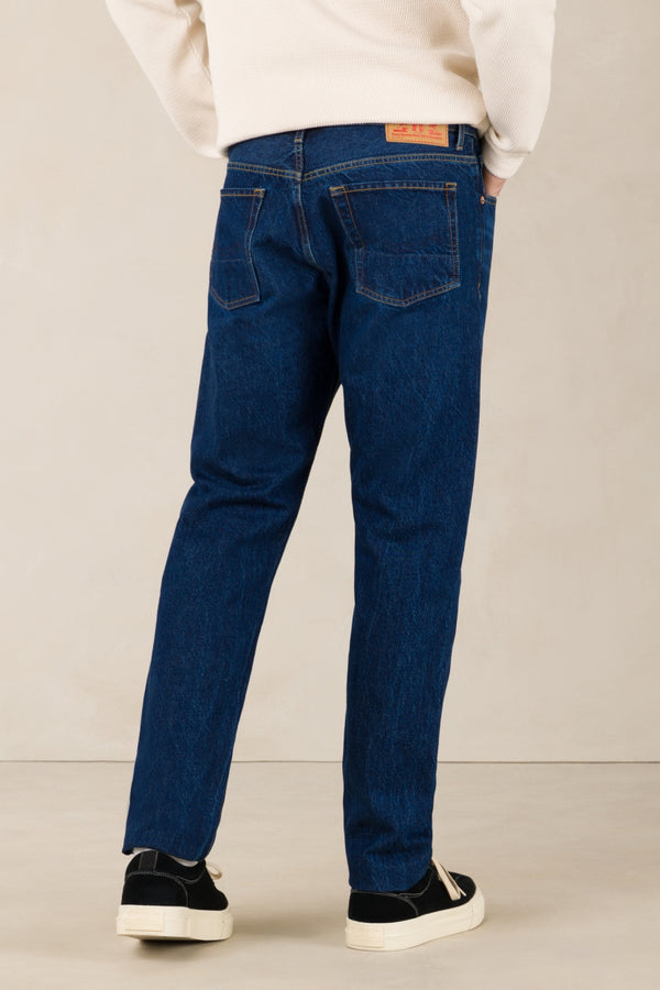 Jean droit en coton bio et recyclé | bleu "jerrick - stanley dark worn"