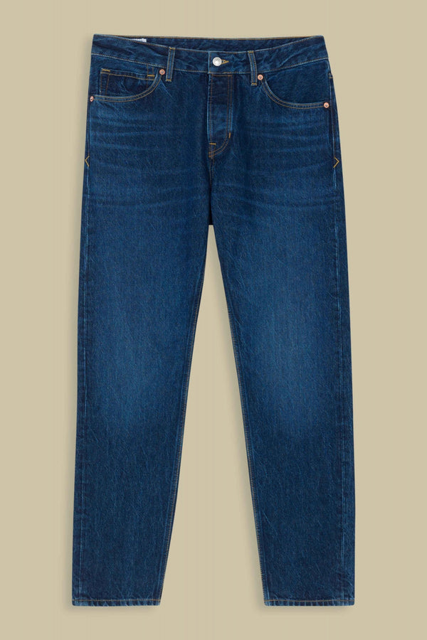 Jean droit en coton bio et recyclé | bleu "jerrick - stanley dark worn"