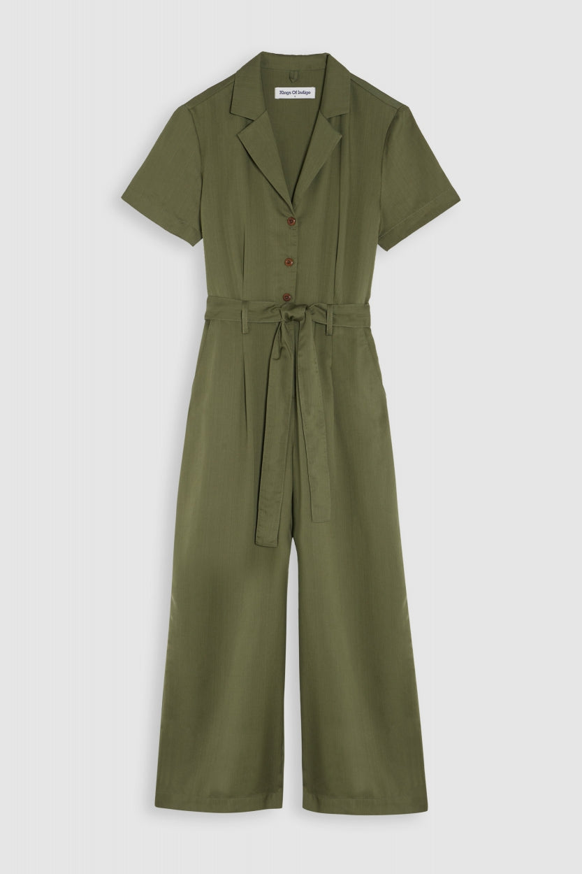 Combinaison manches courtes en tencel | vert "leonor jumpsuit four leaf clover"