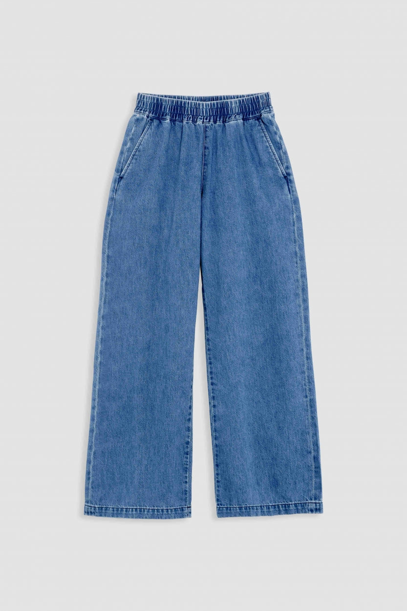Pantalon ample en coton biologique | bleu "noriko - quennell mid used"