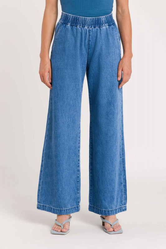 Pantalon ample en coton biologique | bleu "noriko - quennell mid used"