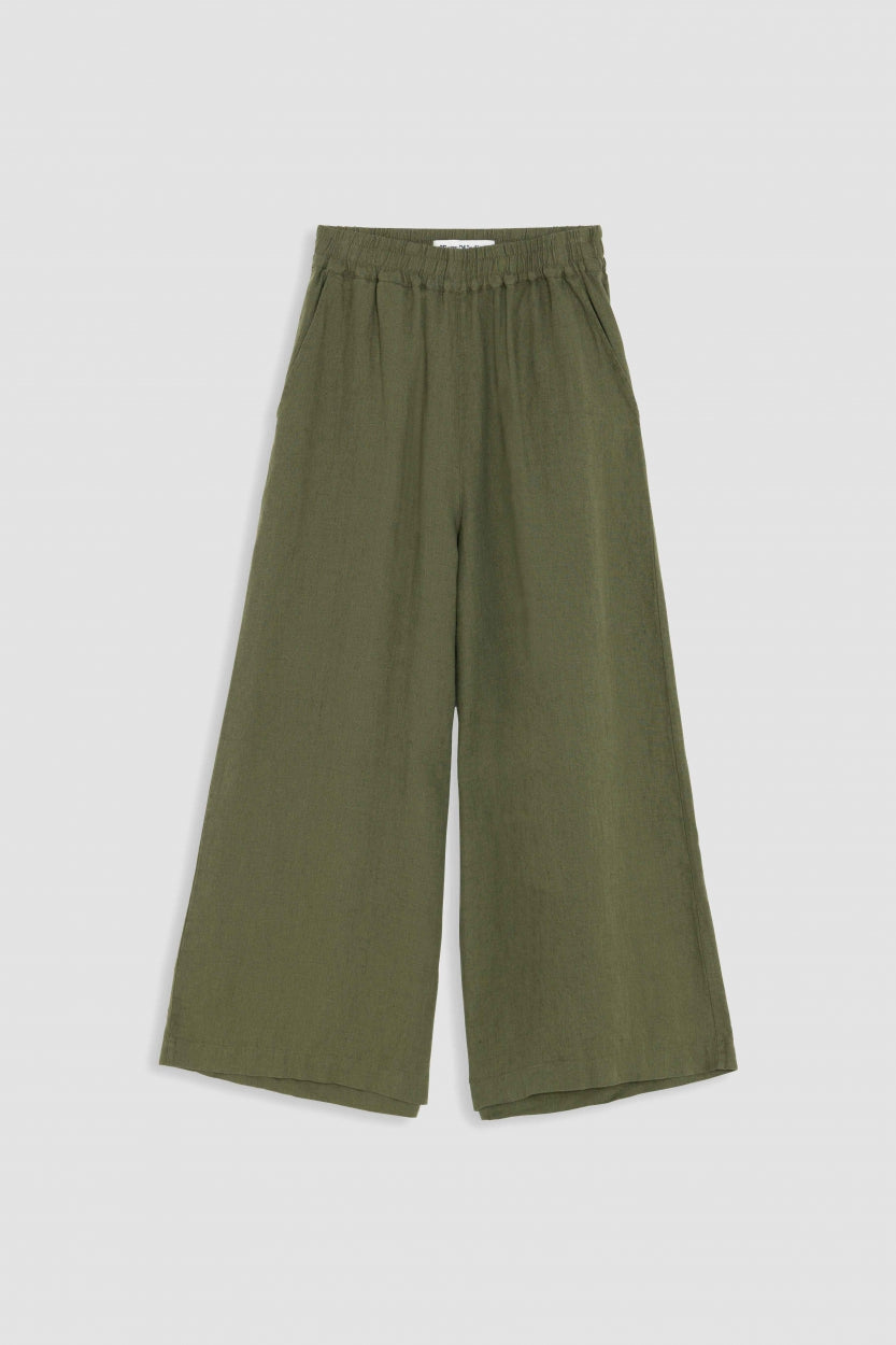 Pantalon ample en lin | Vert forêt "hazel four leaf clover"