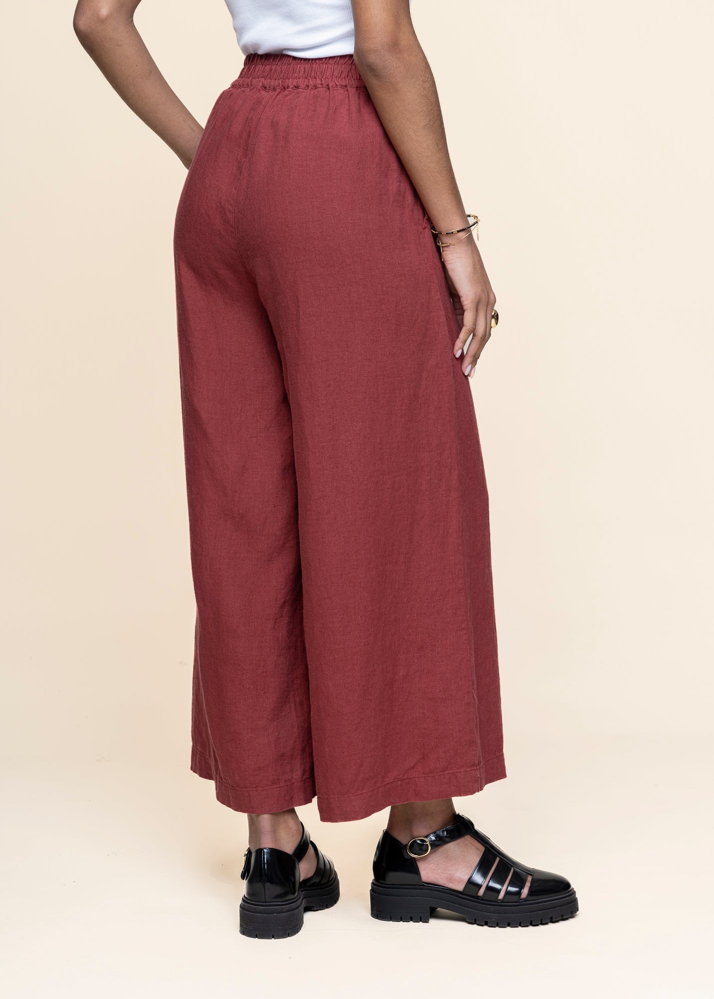 Pantalon ample en lin | Bordeaux "hazel ruby wine"