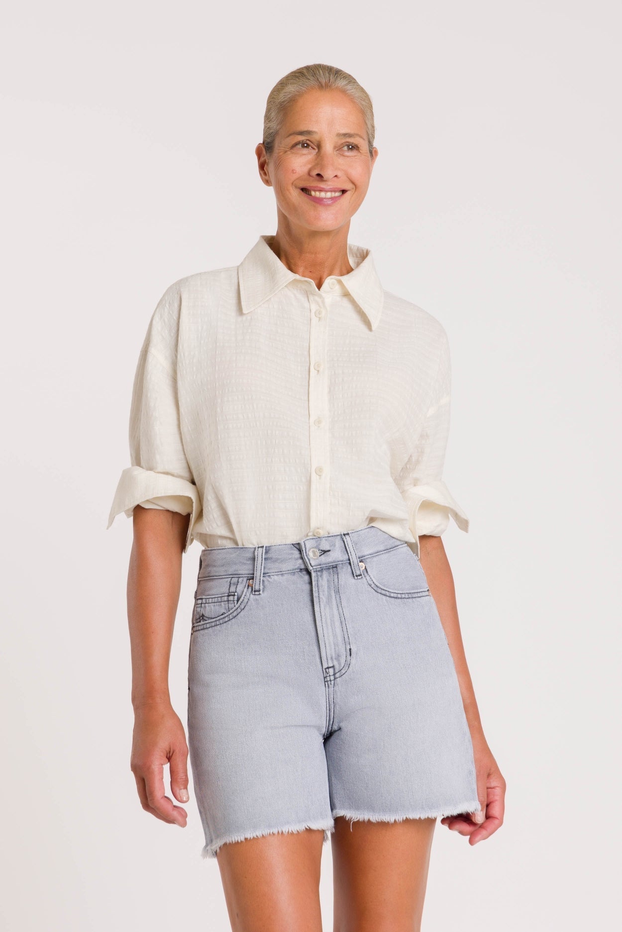 Chemise texturée en coton bio | écru "saika - off white"