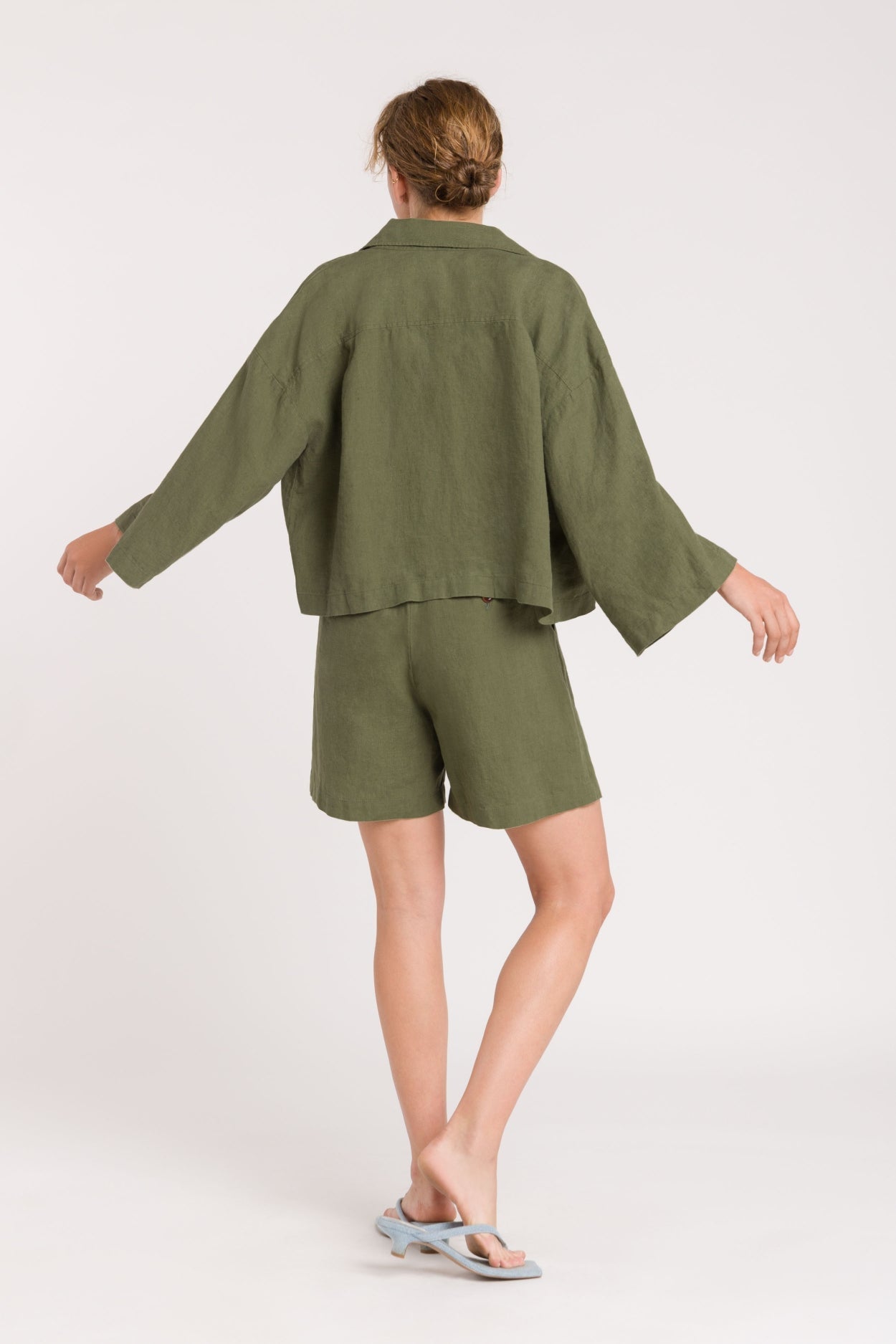 Short en lin | vert "makeda four leaf clover"