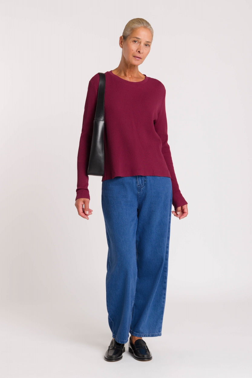 Jean ample en coton bio | bleu brut "leila cropped quennell mid used"