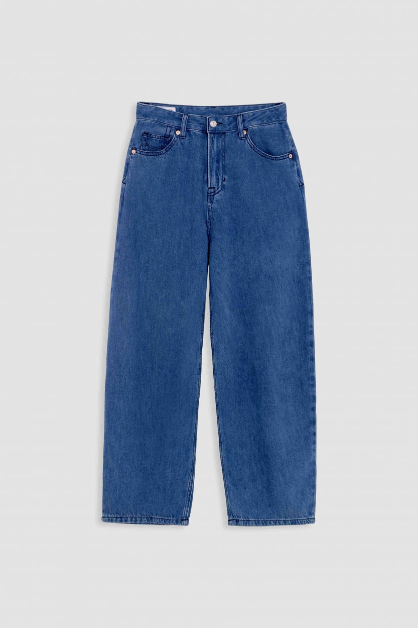 Jean ample en coton bio | bleu brut "leila cropped quennell mid used"