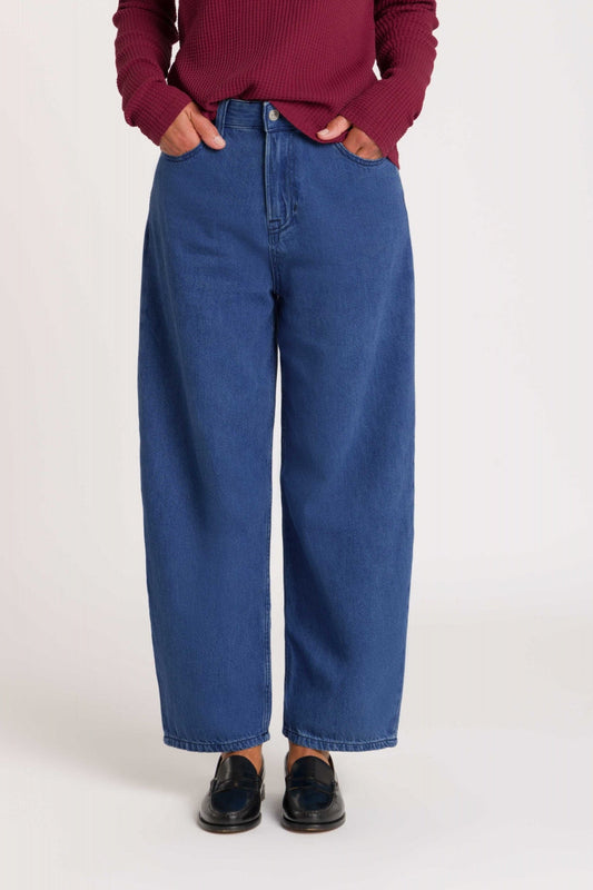 Jean ample en coton bio | bleu brut "leila cropped quennell mid used"