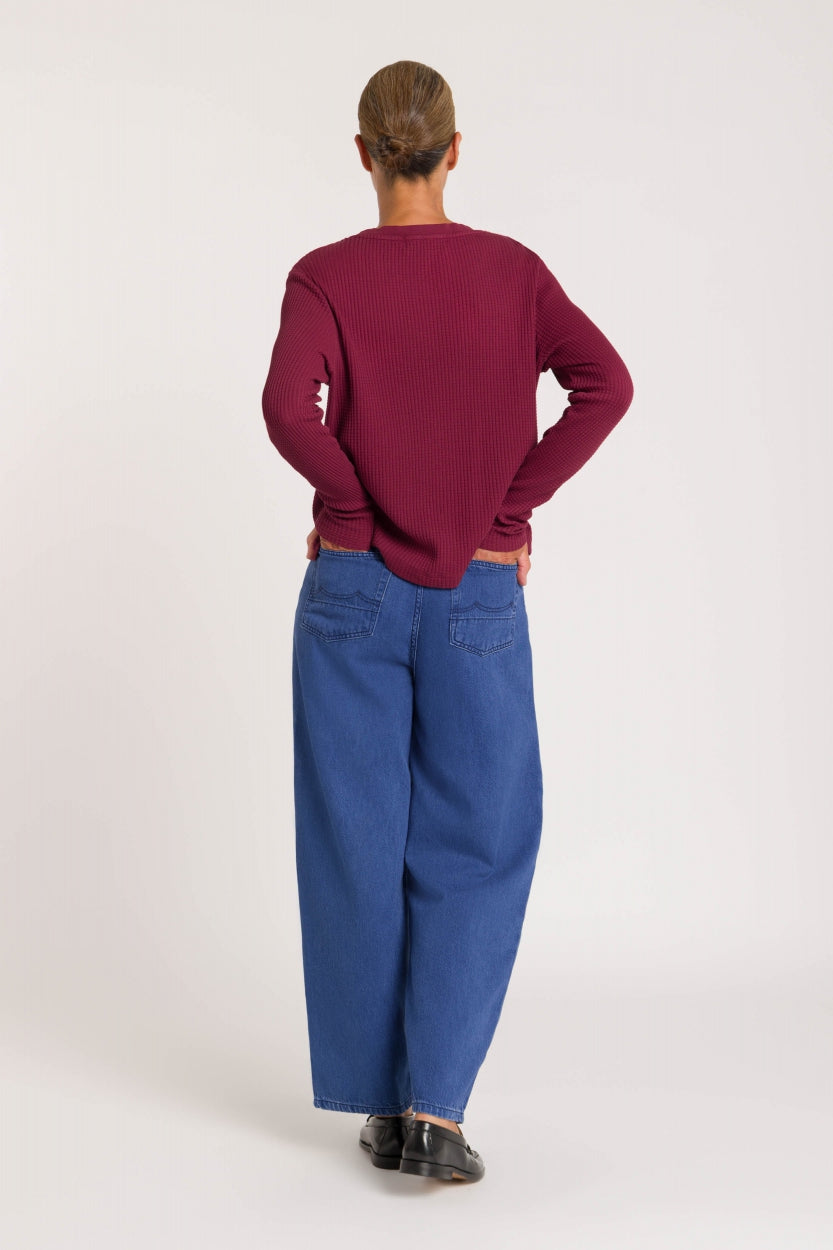 Jean ample en coton bio | bleu brut "leila cropped quennell mid used"