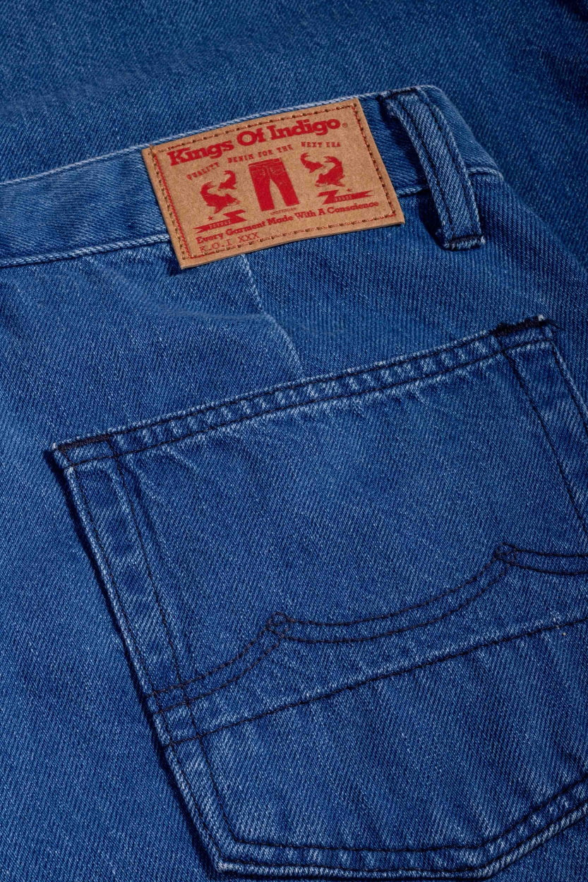 Jean ample en coton bio | bleu brut "leila cropped quennell mid used"
