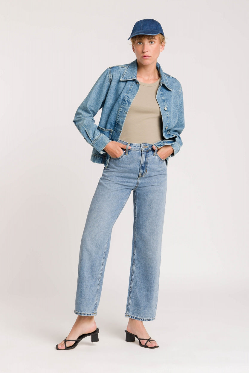 Jean droit en tencel et coton bio | bleu délavé "liora cropped cindy light used"